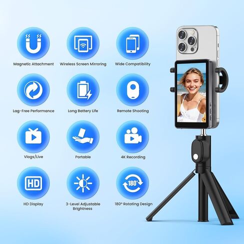 Vlog Selfie Monitor Screen iPhone, Screen Mirroring with Remote Control in Kuwait