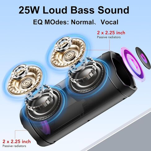 مكبر صوت بلوتوث محمول، مكبر صوت بلوتوث 5.4، مكبر صوت مزدوج مع شاشة LED، صوت جهير عميق، وقت تشغيل 25 ساعة، أضواء RGB ملونة، مقاومة للماء IPX7، اقتران TWS للاستخدام في الهواء الطلق/المنزل/الحفلة/السفر، أفكار الهدايا in Kuwait