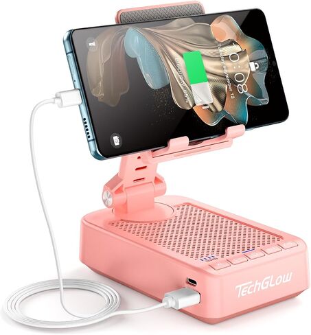 TechGlow Foldable Cellphone Stand with Bluetooth Speaker Charging Function 360° Rotatable Phone Stand Birthday Gifts for Men Women Mother Father Cool Tech Gadgets in Saudi Arabia