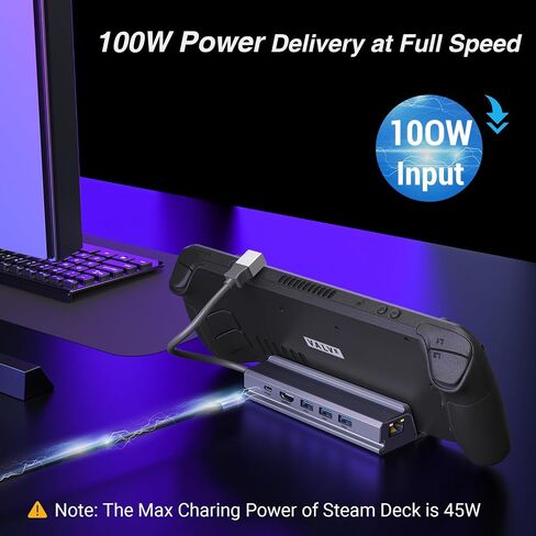 Qhou Docking Station, 6 in 1 USB C Docking Station, HDMI 2.0, 4K@60Hz, Gigabit Ethernet, 3 USB A 3.0 and USB C Charging Ports, Compatible with Valve Steam Deck, Tablet in Kuwait