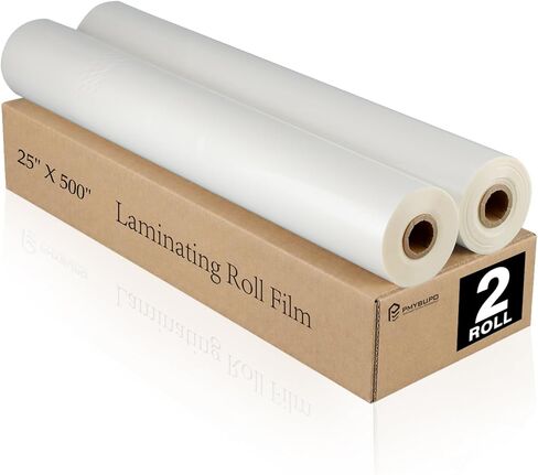 pmybupo Thermal Laminating Film Roll,2 Pack,1 Inch Core 1.5 Mil Thermal Roll Laminating Film,25" x 500'Laminate Rolls,Clear,Gloss Finish,School Lamination. in Saudi Arabia