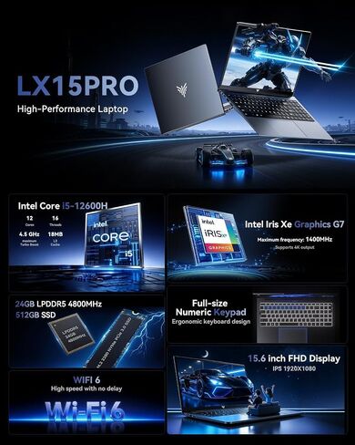 كمبيوتر محمول KAIGERR 2026، 24 جيجابايت DDR5 512 جيجابايت SSD، Intel Core i5 (حتى 4.5 جيجا هرتز) in Kuwait