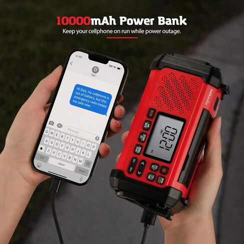 NOAA Emergency Weather Radio,10000mWh Weather Alert Radio, Hand Crank Radio with LED Flashlight,AM/FM,USB/Solar/Hand Crank Charging,SOS Alarm for Indoor/Outdoor Emergency in Saudi Arabia