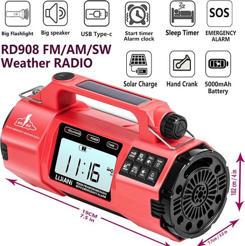 NOAA Emergency Weather Radio AM/FM/SW Solar Hand Crank in Saudi Arabia