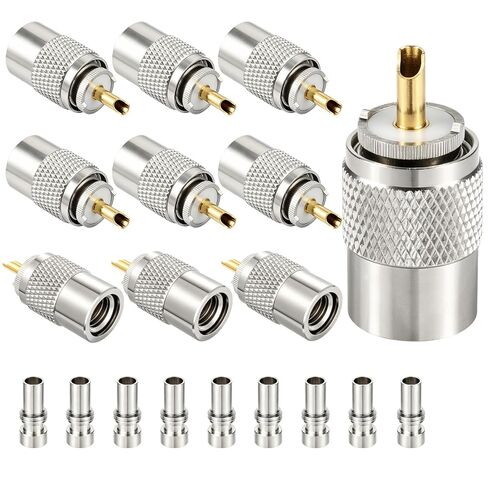 PL 259 Connectors, 5 Pack PL-259 UHF Male Solder Connector Plug with Reducer, Teflon Material 50ohm for RG59, RG8, RG8x, LMR-400, RG-213 Coaxial Cable Compatiable with Ham Radio Antenna in Kuwait