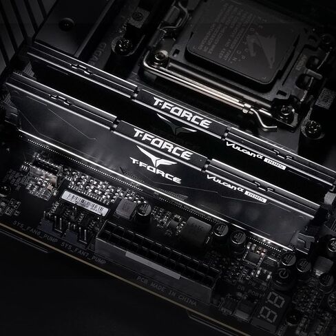 TEAMGROUP T-Force Vulcan Alpha DDR5 Ram 16GB (1x16GB) 6000MHz (PC5-48000) CL38 وحدة ذاكرة سطح المكتب ذاكرة الوصول العشوائي (أسود) ذاكرة AMD المحسنة - FLABD516G6000HC38A01 in Kuwait