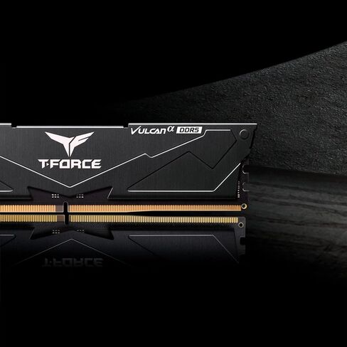 TEAMGROUP T-Force Vulcan Alpha DDR5 Ram 16GB (1x16GB) 6000MHz (PC5-48000) CL38 وحدة ذاكرة سطح المكتب ذاكرة الوصول العشوائي (أسود) ذاكرة AMD المحسنة - FLABD516G6000HC38A01 in Kuwait