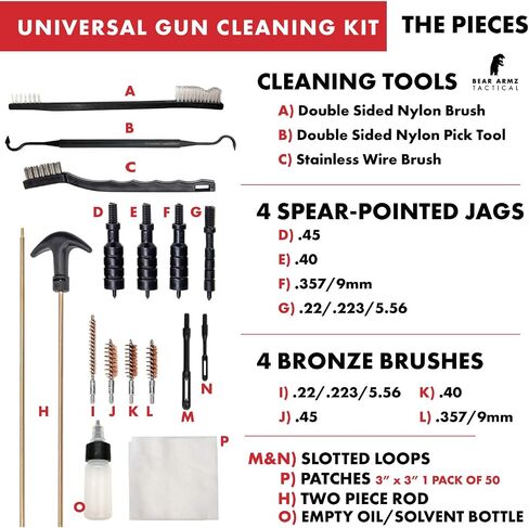 Universal Handgun Cleaning Kit | American Company | Gun Cleaning Kit for Calibers .22.357/9mm.38.40.45 | Compatible with Handguns, Revolvers, and Pistols | Hard Portable Case in Saudi Arabia