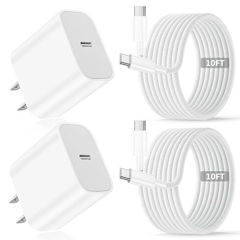 20W USB C Fast Charger for iPad A16 11th/10th Generation,iPad Pro 13/12.9/11 inch,iPad Air 13/11 M4/M3/M2,Air 5th/4th,Mini 6/7,10FT Long USB C Charger Fast Charging Cord Cable Braided in Saudi Arabia