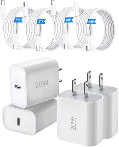 Phone Charger，4 Pack USB C Charger Block，20W Type C Fast Wall Charge Power Adapter for i Phone 17/16/15/14/13/12/11/X/8/Xs Max/XR/S25/S24 and More in Saudi Arabia