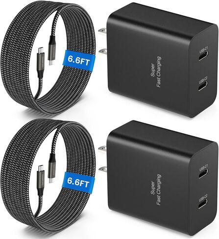 45W Super Fast Charger Type C, 2Port 45W USB-C Charger with 2X 6.6ft Cord in Saudi Arabia