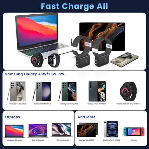 45W Super Fast Charger Type C, 2Port 45W USB-C Charger with 2X 6.6ft Cord in Saudi Arabia