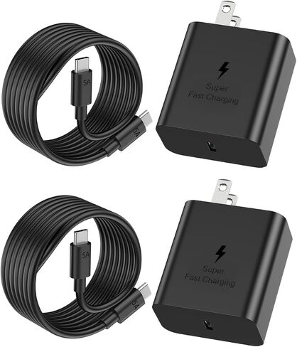 45W USB-C Charger, Super Fast Charger Type C, with C Cable for Samsung Galaxy S25/S25 Ultra/S25+/S24 Ultra/S24/S24+/S23 Ultra/S22 Ultra (2 Pack, 5FT) in Saudi Arabia