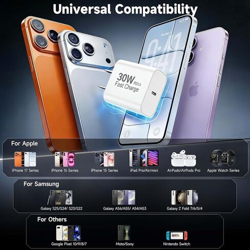 30W USB C Charger Block 2-Pack with 6FT 60W USB C to USB C Cable for iPhone in Saudi Arabia