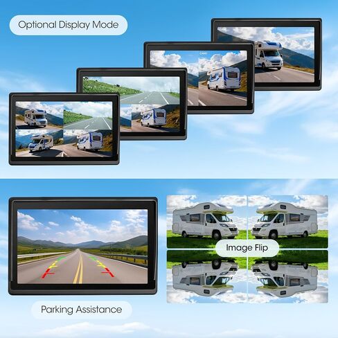 Magnetic Solar Wireless Backup Camera System, 7" IPS Touchscreen with DVR, Rechargeable IR Night Vision Rear View Camera, Zero Wiring RV Camera for Hitching Trailers/Fifth Wheels/Campers, AH7 in Saudi Arabia