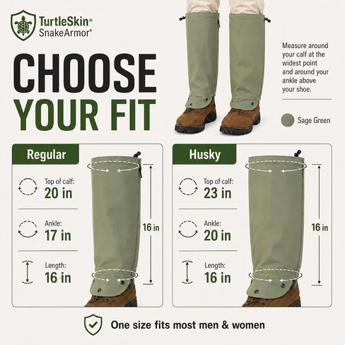 TurtleSkin SnakeArmor Gaiters, Sage/Sage, Regular (SAG0-1A00-6R00) in Kuwait