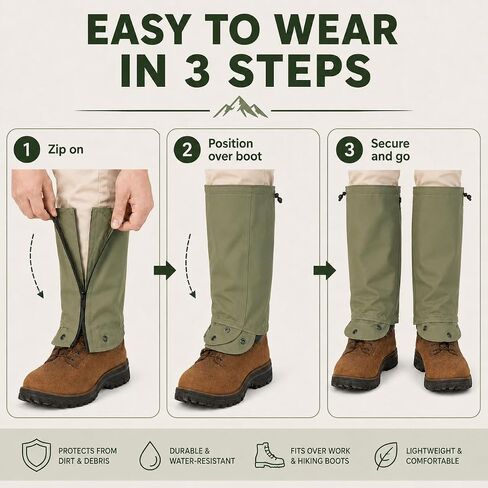 TurtleSkin SnakeArmor Gaiters, Sage/Sage, Regular (SAG0-1A00-6R00) in Kuwait