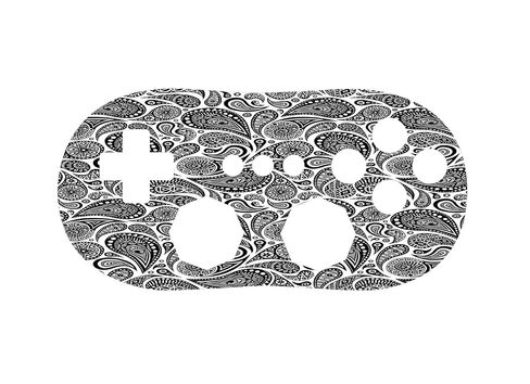 Black Paisley Pattern Swirls Vinyl Decal Sticker Skin by Debbie's Designs for Wii Classic Controller in Saudi Arabia