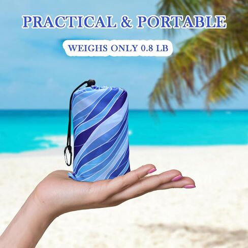 Beach Blanket Waterproof Sandproof 79" x 82"Beach Mat for 4-7 Adults Large with 4 Pocket and Stakes Sand Blanket for Large Picnic Mat Travel Camping in Kuwait