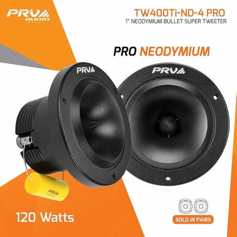 مكبرات صوت فائقة من PRV AUDIO Bullet Super Neodymium 240 وات RMS 4 أوم، 3.50 بوصة PRV Black TW400Ti-Nd-4 PRO، سهلة التركيب - خرج عالي (مكبرات صوت، زوج) in Kuwait