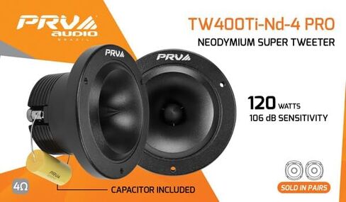 مكبرات صوت فائقة من PRV AUDIO Bullet Super Neodymium 240 وات RMS 4 أوم، 3.50 بوصة PRV Black TW400Ti-Nd-4 PRO، سهلة التركيب - خرج عالي (مكبرات صوت، زوج) in Kuwait