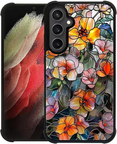 CARLOCA متوافق مع هاتف Samsung Galaxy S25 Ultra تصميم الجراب للفتيات مقاوم للصدمات ومضاد للخدش، جراب خلفي من البولي كربونات الصلب بنمط جمالي أنيق على شكل فطر فراشة اليعسوب زجاج ملون in Kuwait
