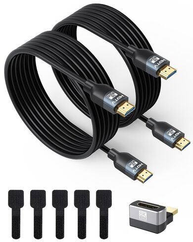 8K HDMI Cable 2-Pack 6FT, 48Gbps Ultra High Speed HDMI 2.1 Cable for Gaming, Support 8K@60Hz/4K@120Hz/2K@240Hz, HDR10+, HDCP2.2&2.3, Dolby, eARC Compatible with TV, Monitor, Roku, Laptop, PS5/4, Xbox in Saudi Arabia