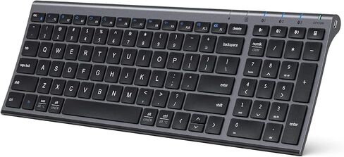 iClever BK10 Bluetooth Keyboard, Wireless Rechargeable Ultra-Slim Keyboard with Long Battery Life, Compatible with iOS, Android, Windows, Mac for iPad, Tablet, Laptop, PC, Phone (Gray Black) in Kuwait