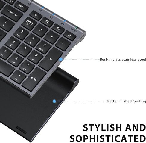 iClever BK10 Bluetooth Keyboard, Wireless Rechargeable Ultra-Slim Keyboard with Long Battery Life, Compatible with iOS, Android, Windows, Mac for iPad, Tablet, Laptop, PC, Phone (Gray Black) in Kuwait