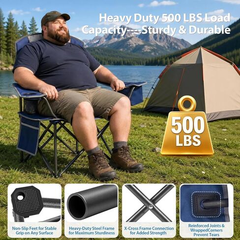 ZENPETIO Camping Chair 500LBS Oversized Portable Folding Lawn Chairs in Kuwait