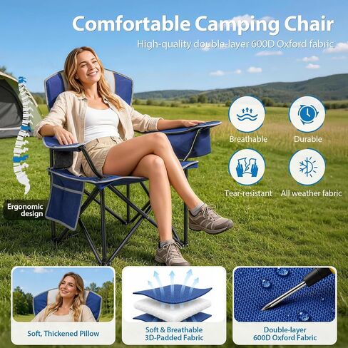 ZENPETIO Camping Chair 500LBS Oversized Portable Folding Lawn Chairs in Kuwait