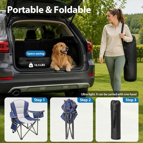 ZENPETIO Camping Chair 500LBS Oversized Portable Folding Lawn Chairs in Kuwait