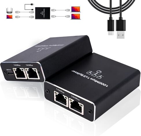 Gigabit Ethernet Splitter 1 to 2, RJ45 Internet Splitter for Cat 8/7/6/5e/5 in Kuwait