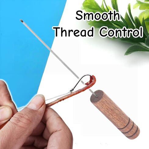 2 PCS Worm Threader Wooden Fishing Bait Wormhole Rigging Needle Fly Threader for Shore Casting Freshwater & Saltwater Anglers in Kuwait