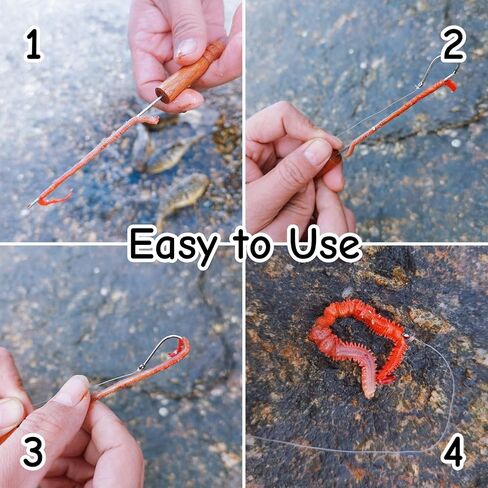 2 PCS Worm Threader Wooden Fishing Bait Wormhole Rigging Needle Fly Threader for Shore Casting Freshwater & Saltwater Anglers in Kuwait