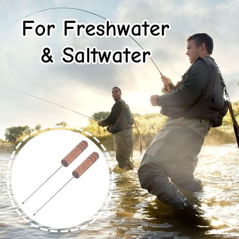 2 PCS Worm Threader Wooden Fishing Bait Wormhole Rigging Needle Fly Threader for Shore Casting Freshwater & Saltwater Anglers in Kuwait