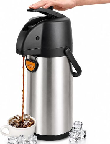 TOMAKEIT Airpot Coffee Dispenser Thermal with Pump,3L/102 Oz Insulated Stainless Steel Large Airpot Coffee Carafe Lever Action for Hot/Cold Water,Thermal Carafe for Hot Cocoa for Parties in Kuwait