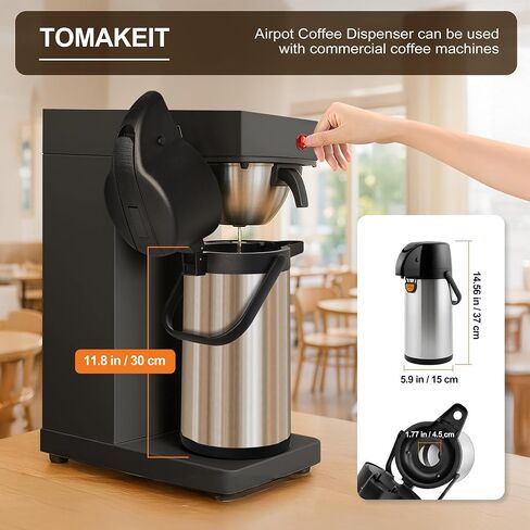 TOMAKEIT Airpot Coffee Dispenser Thermal with Pump,3L/102 Oz Insulated Stainless Steel Large Airpot Coffee Carafe Lever Action for Hot/Cold Water,Thermal Carafe for Hot Cocoa for Parties in Kuwait