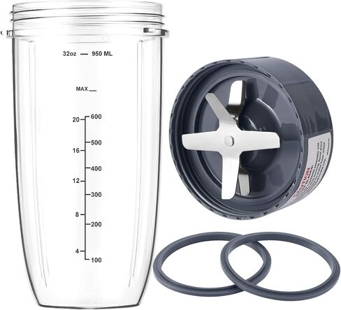 New Blender Cup and Blade Replacement Parts32oz Cup and Extractor Blade and 2 RubberGaskets 4-Piece Compatible with NutriBullet High-Speed Blender/Mixer System 600W/900w Series in Kuwait