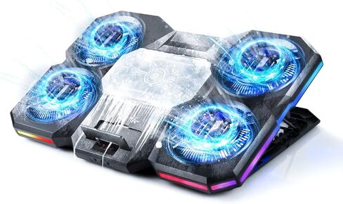 Laptop Cooling Pad with Thermoelectric Cooler and 4 Fans, Powerful Laptop Cooler, Independent Control, Multi-Gear Adjustment, RGB, 14-21 Inch Laptop Stand (Laptop Cooling Pad) in Kuwait