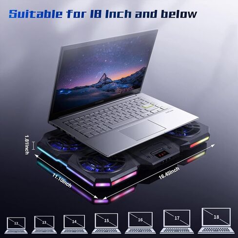 Laptop Cooling Pad with Thermoelectric Cooler and 4 Fans, Powerful Laptop Cooler, Independent Control, Multi-Gear Adjustment, RGB, 14-21 Inch Laptop Stand (Laptop Cooling Pad) in Kuwait