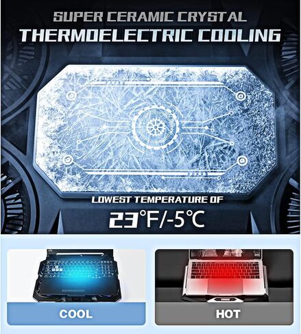 Laptop Cooling Pad with Thermoelectric Cooler and 4 Fans, Powerful Laptop Cooler, Independent Control, Multi-Gear Adjustment, RGB, 14-21 Inch Laptop Stand (Laptop Cooling Pad) in Kuwait