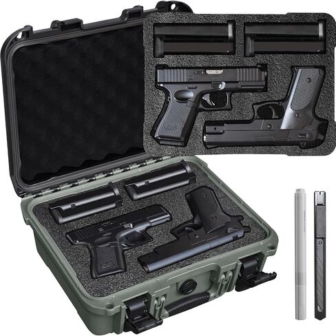 Pistol Case for 2 Handguns – TSA Approved Hard Shell Gun Case with Triple-Layer DIY Customizable Foam Insert | Waterproof & Shockproof 9mm Handgun Storage Box for Range, Travel & Firearm Transport in Saudi Arabia