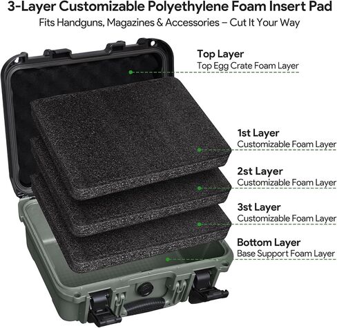 Pistol Case for 2 Handguns – TSA Approved Hard Shell Gun Case with Triple-Layer DIY Customizable Foam Insert | Waterproof & Shockproof 9mm Handgun Storage Box for Range, Travel & Firearm Transport in Saudi Arabia