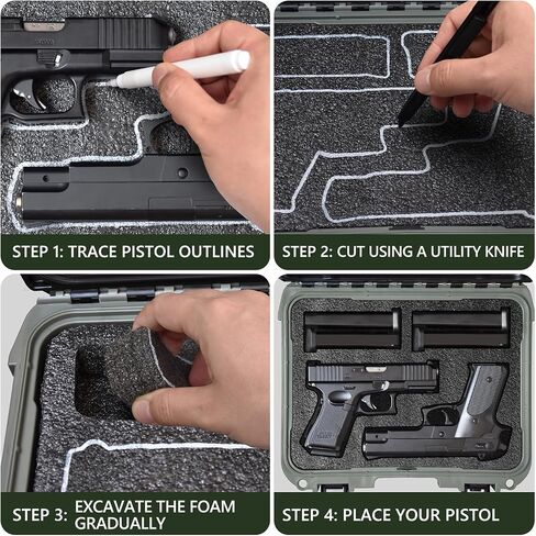 Pistol Case for 2 Handguns – TSA Approved Hard Shell Gun Case with Triple-Layer DIY Customizable Foam Insert | Waterproof & Shockproof 9mm Handgun Storage Box for Range, Travel & Firearm Transport in Saudi Arabia