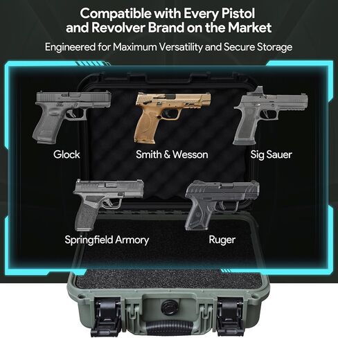 Pistol Case for 2 Handguns – TSA Approved Hard Shell Gun Case with Triple-Layer DIY Customizable Foam Insert | Waterproof & Shockproof 9mm Handgun Storage Box for Range, Travel & Firearm Transport in Saudi Arabia