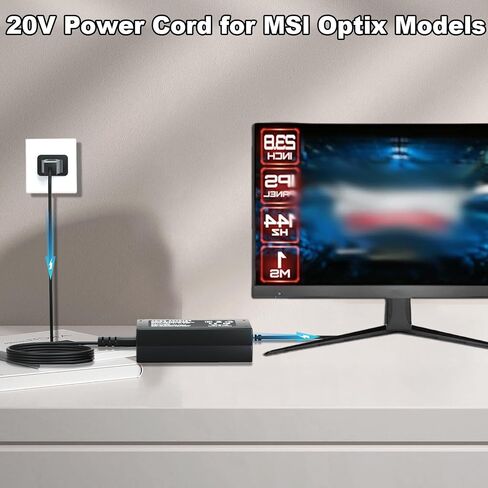 سلك طاقة 20 فولت لشاشات MSI متوافق مع شاشات MSI Optix G24 G27 G32 Series G241 G241V شاحن محول الطاقة in Kuwait