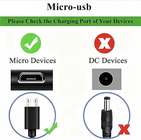 Micro USB Charger Power Cord for Amazon Fire TV Stick,Old Micro-USB Kindle and Fire Tablet-10W Power Adapter,6FT USB to Micro-USB Cable in Kuwait