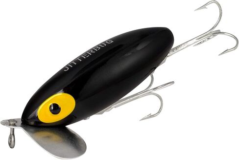 طُعم صيد السمك من Arbogast Clicker Jitterbug Topwater Bass، ممتاز للصيد الليلي، أسود، 3 بوصات، 5/8 أونصة in Kuwait