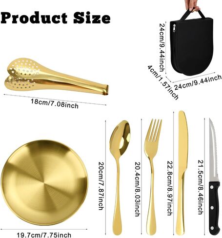 20-Piece Gold Stainless Steel Silverware Set With Organizer in Saudi Arabia